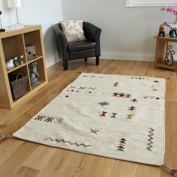Kukoon Mensa Handwoven Wool Ivory Rug Wayfair.co.uk